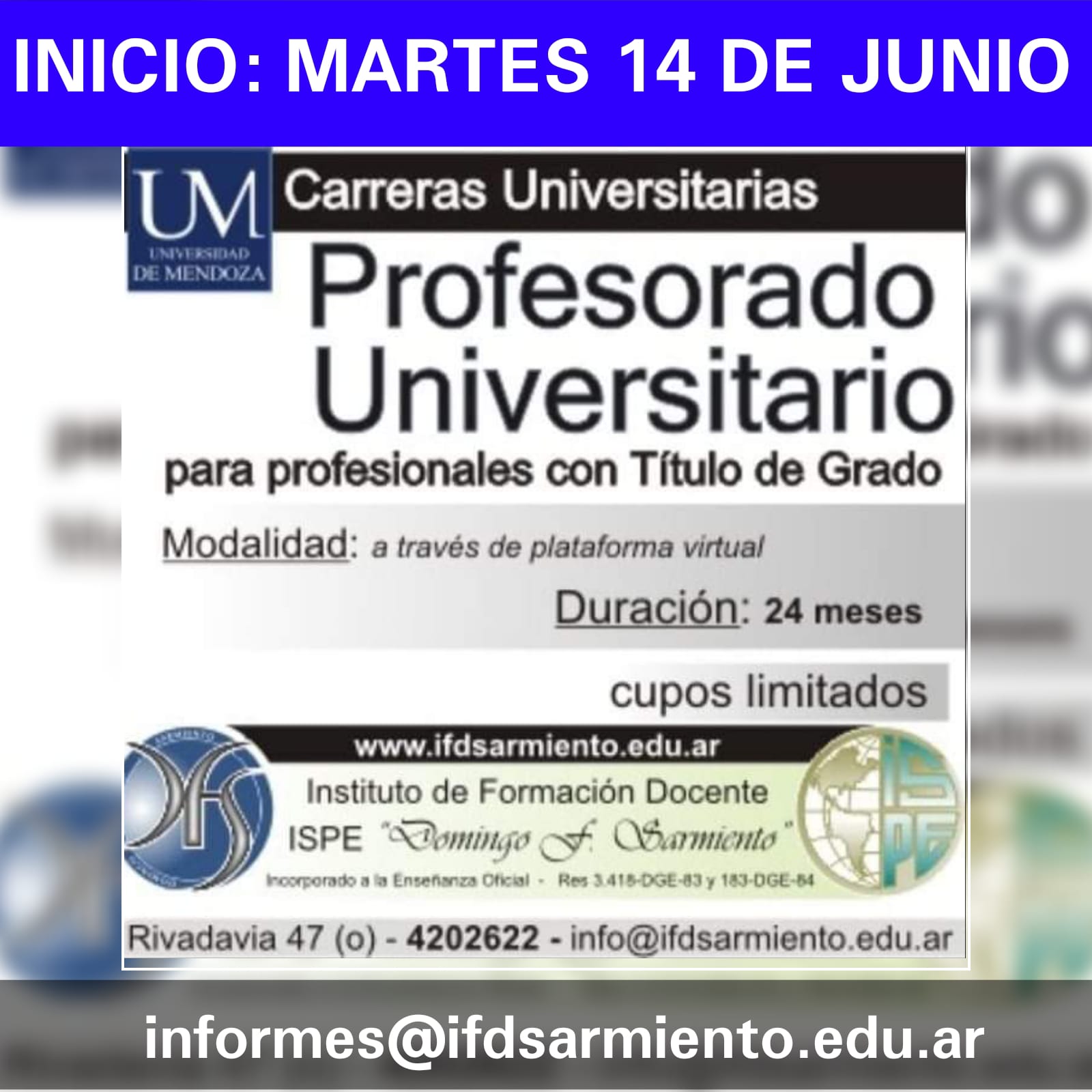 Lee más sobre el artículo Inscripciones abierta para el PROFESORADO UNIVERSITARIO